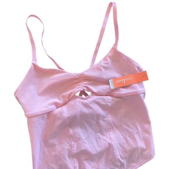 NEW COLSIE Balletcore Bodysuit Thong Pink Size XL Stretch Preppy One Piece - Picture 4 of 9